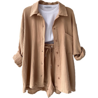 Breathable Cotton Co-Ord Set for Women – Maris-Khaki-S-State of Style