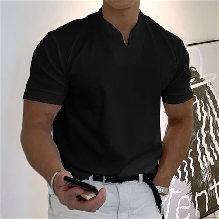 Breathable men's fitness shirt with V-neck – buy 1, get 1 free – Timo-Black-M-State of Style