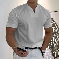 Breathable men's fitness shirt with V-neck – buy 1, get 1 free – Timo-Light grey-M-State of Style