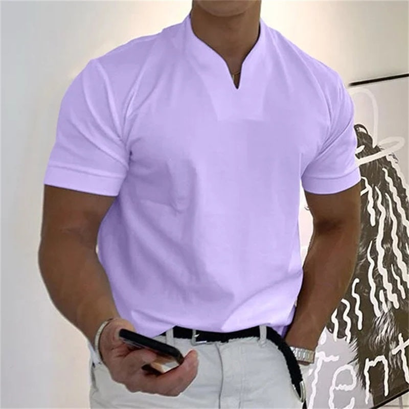 Breathable men's fitness shirt with V-neck – buy 1, get 1 free – Timo-Purple-M-State of Style