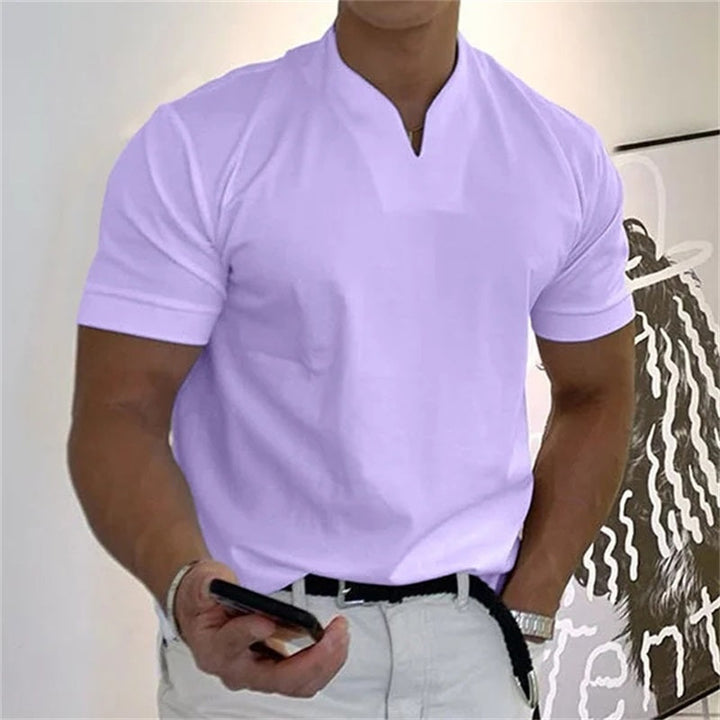Breathable men's fitness shirt with V-neck – buy 1, get 1 free – Timo-Purple-M-State of Style