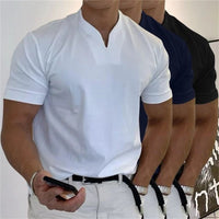 Breathable men's fitness shirt with V-neck – buy 1, get 1 free – Timo-White-M-State of Style