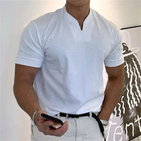 Breathable men's fitness shirt with V-neck – buy 1, get 1 free – Timo-White-M-State of Style