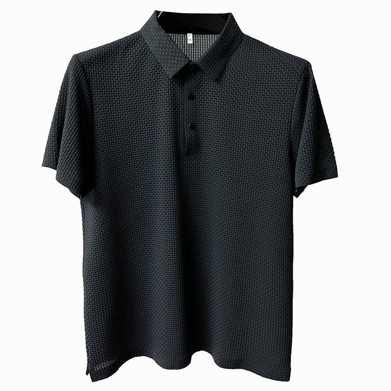 Breathable men's polo shirt with mesh details & slim fit – Milan-Gray-XS-State of Style