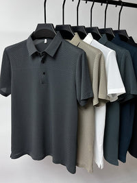 Breathable men's polo shirt with mesh details & slim fit – Milan-Gray-XS-State of Style