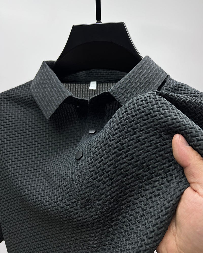 Breathable men's polo shirt with mesh details & slim fit – Milan-Gray-XS-State of Style