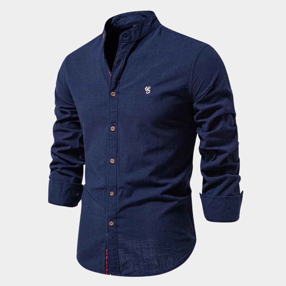 Breathable men's shirt for summer - Noah-Dark blue-S-State of Style