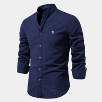 Breathable men's shirt for summer - Noah-Dark blue-S-State of Style