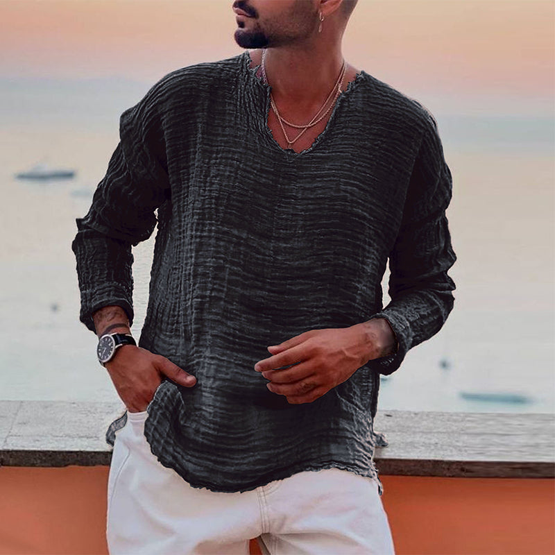 Breathable Men's Summer Shirt with Round Neck – Soren-Black-XS-State of Style