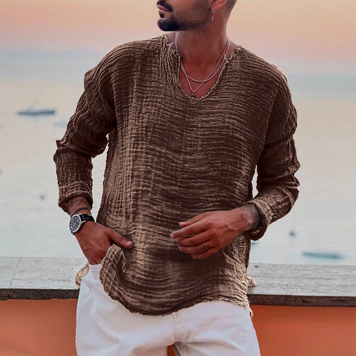 Breathable Men's Summer Shirt with Round Neck – Soren-Brown-XS-State of Style