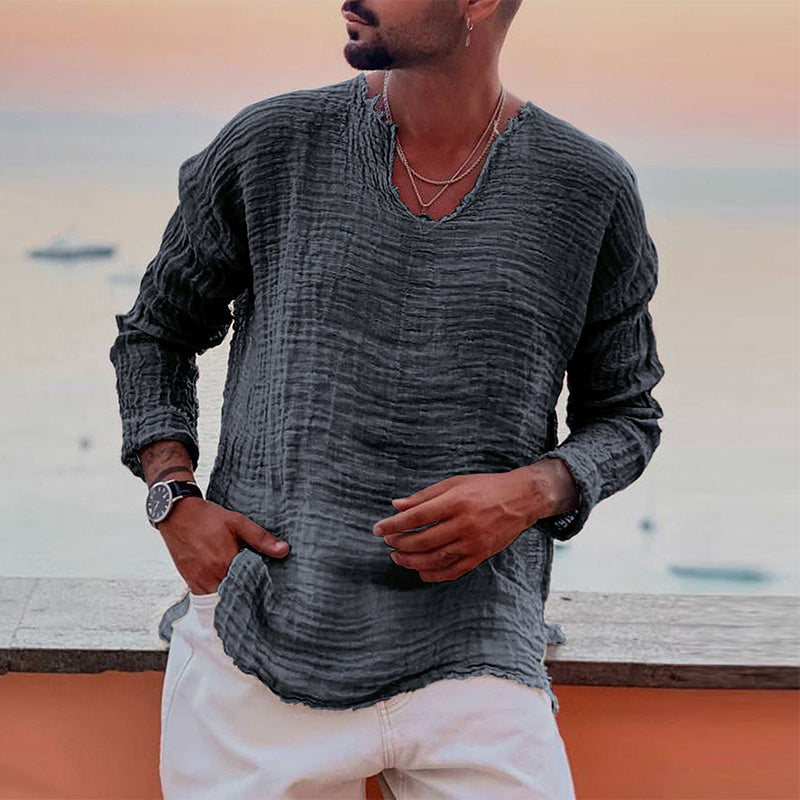 Breathable Men's Summer Shirt with Round Neck – Soren-Gray-XS-State of Style