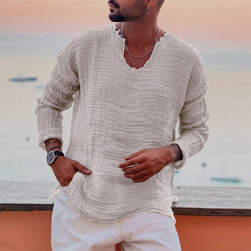 Breathable Men's Summer Shirt with Round Neck – Soren-White-XS-State of Style