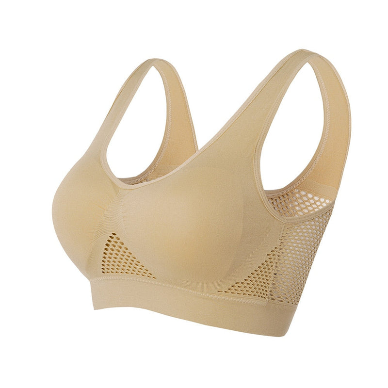 Breathable Mesh Sports Bra – Sofia-Beige-S-State of Style