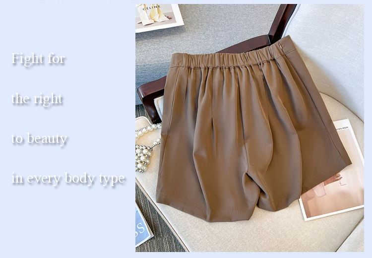 Breathable Plus-Size Summer Shorts with Elastic Waistband for Women-Brown-3XL-State of Style