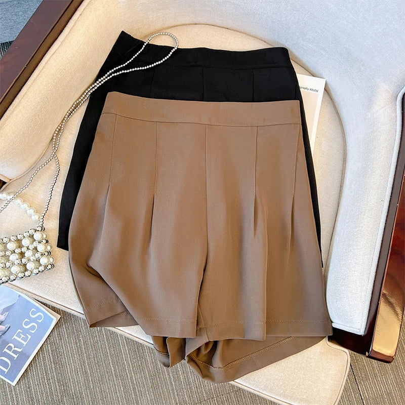 Breathable Plus-Size Summer Shorts with Elastic Waistband for Women-Brown-3XL-State of Style