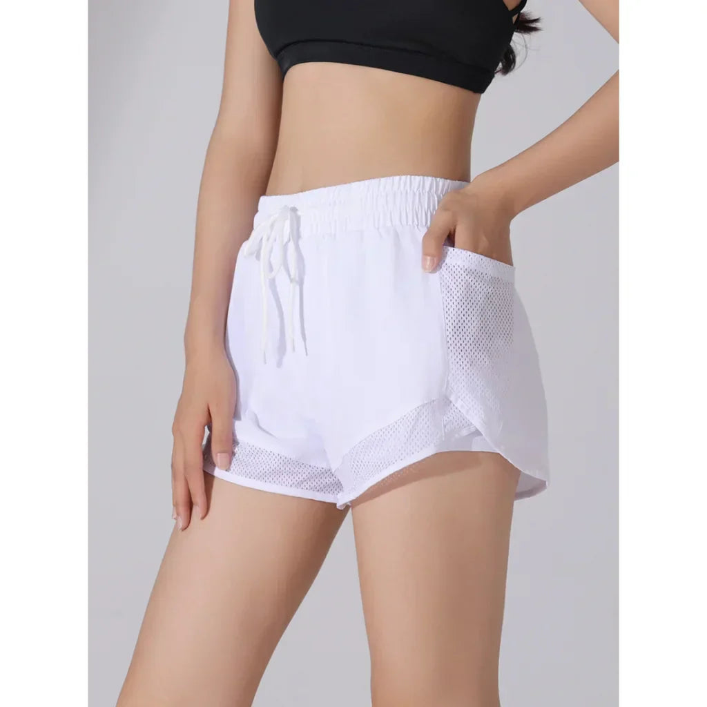 Breathable & Quick-drying High-Waist Fitness Shorts for Women – Mira-White-S-State of Style