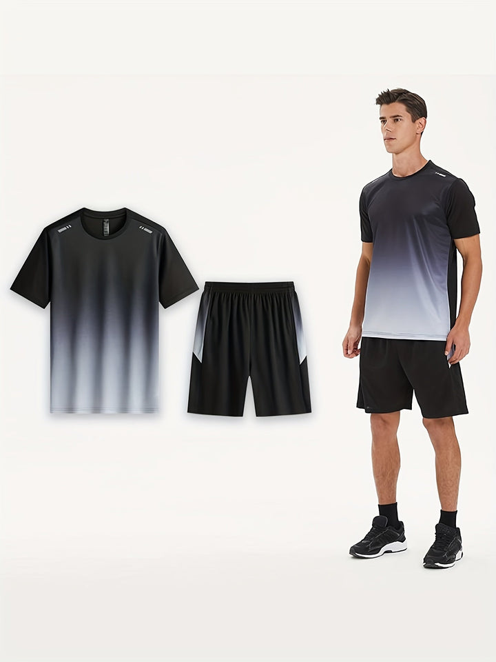 Breathable sports set for men with T-shirt and shorts - PowerMove-Green-S-State of Style