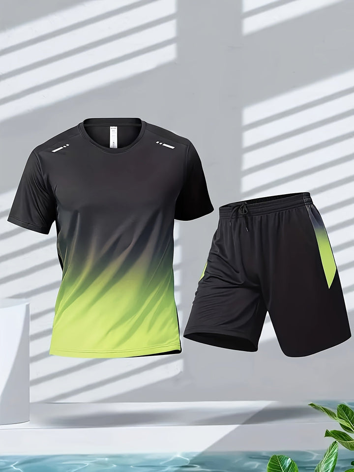 Breathable sports set for men with T-shirt and shorts - PowerMove-Yellow-S-State of Style