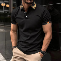 Breathable Striped Polo Shirt in English-Inspired Oversized Fit-Black B-2XL-State of Style