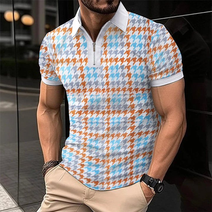 Breathable Striped Polo Shirt in English-Inspired Oversized Fit-Blue B-2XL-State of Style