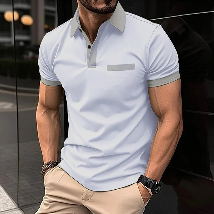 Breathable Striped Polo Shirt in English-Inspired Oversized Fit-White B-2XL-State of Style