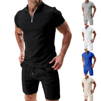 Breathable & Stylish Summer Set with Polo Shirt & Shorts for Men – Nilo-Black-S-State of Style