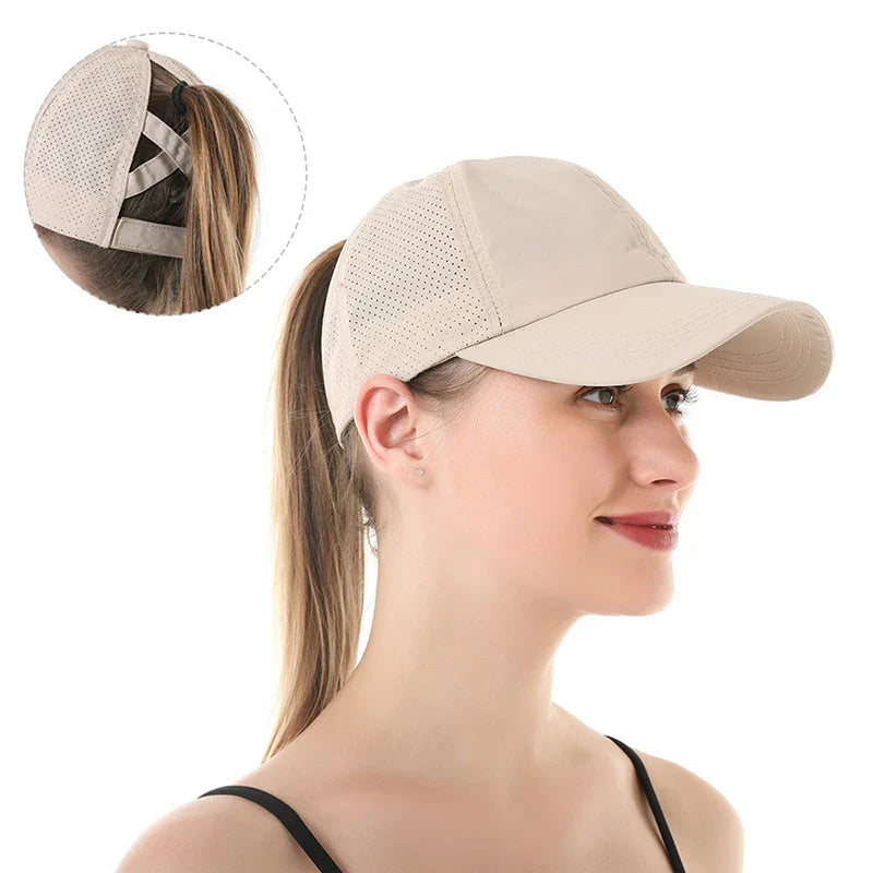 Breathable unisex sports baseball cap made of mesh with adjustable fit – AeroCap-Khaki-State of Style