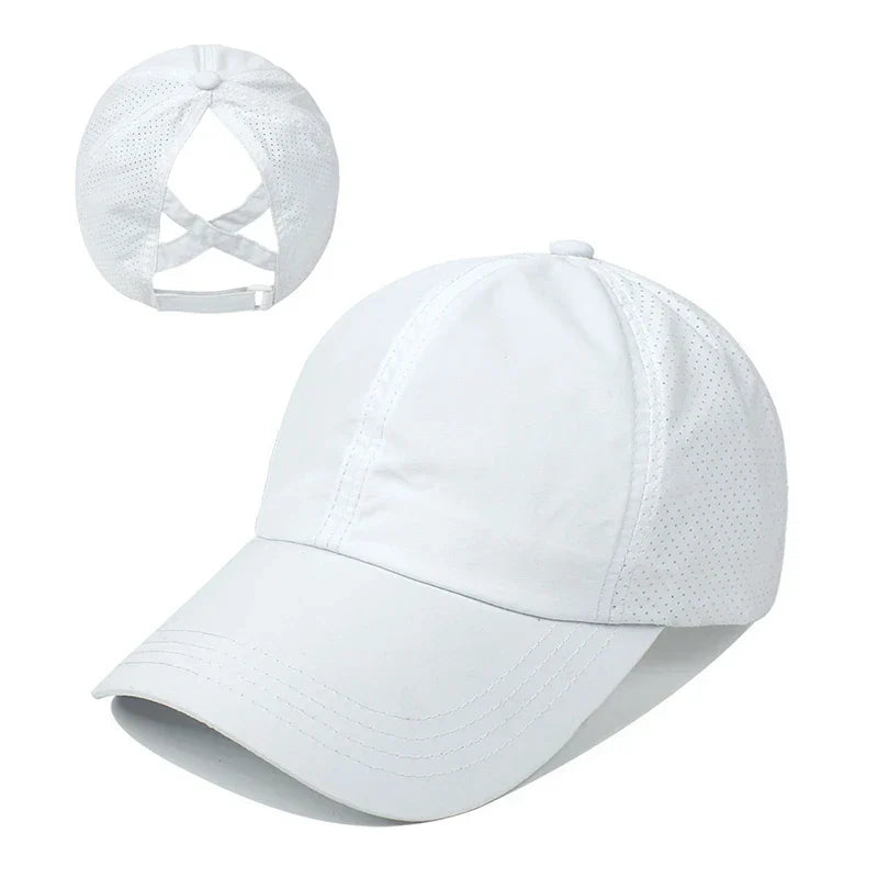 Breathable unisex sports baseball cap made of mesh with adjustable fit – AeroCap-White-State of Style