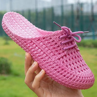 Breathable women's outdoor loafers with open toe – Linaya-Pink-3-State of Style