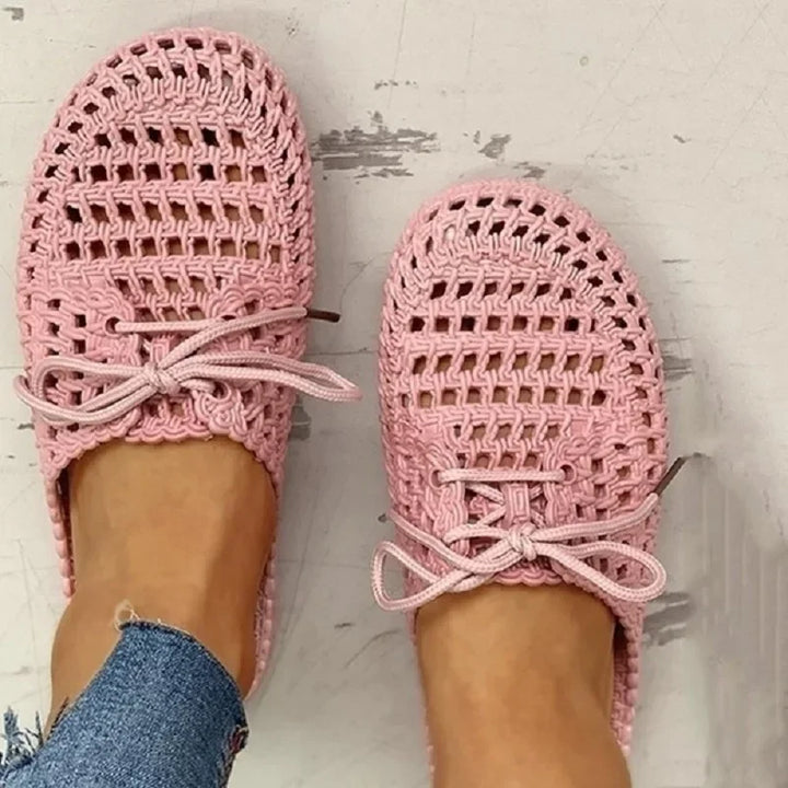 Breathable women's outdoor loafers with open toe – Linaya-Pink-3-State of Style