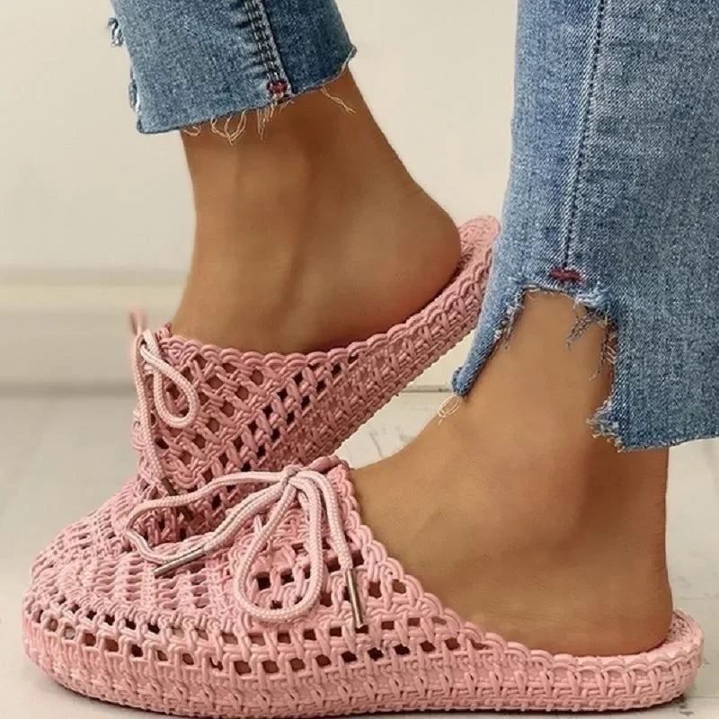 Breathable women's outdoor loafers with open toe – Linaya-Pink-3-State of Style