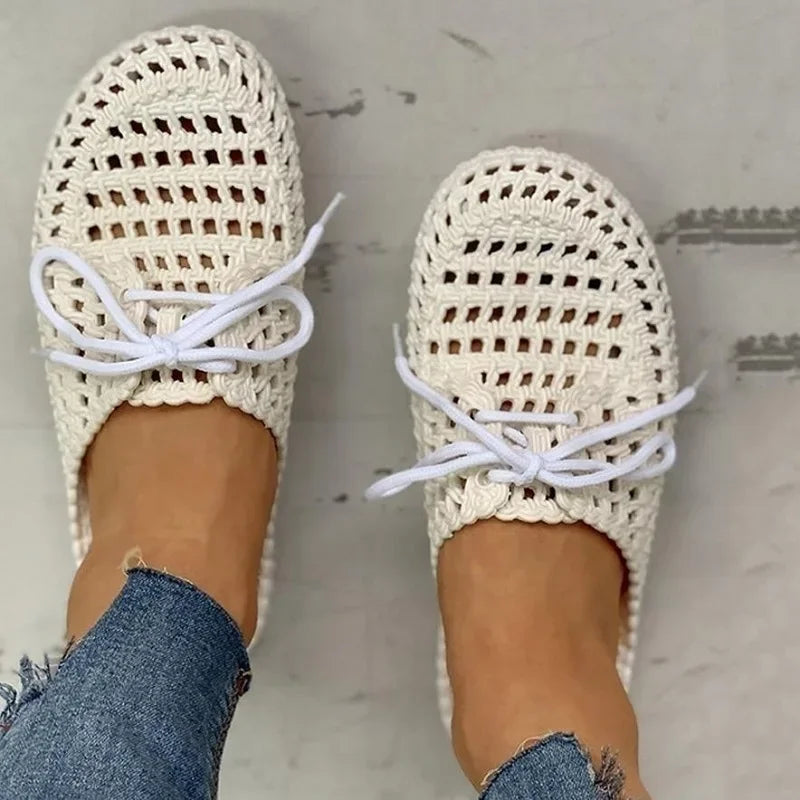 Breathable women's outdoor loafers with open toe – Linaya-White-3-State of Style