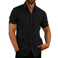 BreezeWave Shirt | Trendy Linen-Look Shirt for Men-Black-S-State of Style