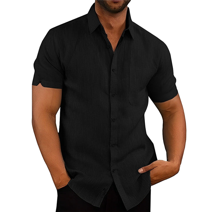 BreezeWave Shirt | Trendy Linen-Look Shirt for Men-Black-S-State of Style
