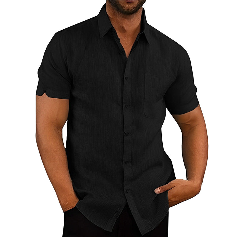 BreezeWave Shirt | Trendy Linen-Look Shirt for Men-Black-S-State of Style
