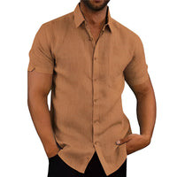 BreezeWave Shirt | Trendy Linen-Look Shirt for Men-Brown-S-State of Style