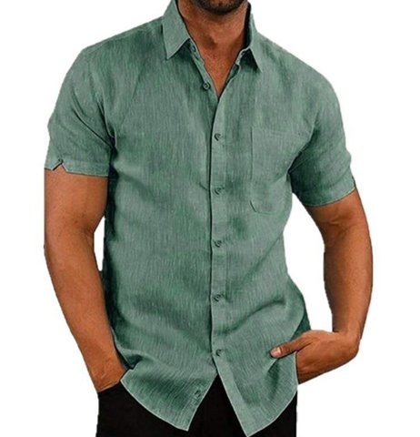 BreezeWave Shirt | Trendy Linen-Look Shirt for Men-Olive Green-S-State of Style