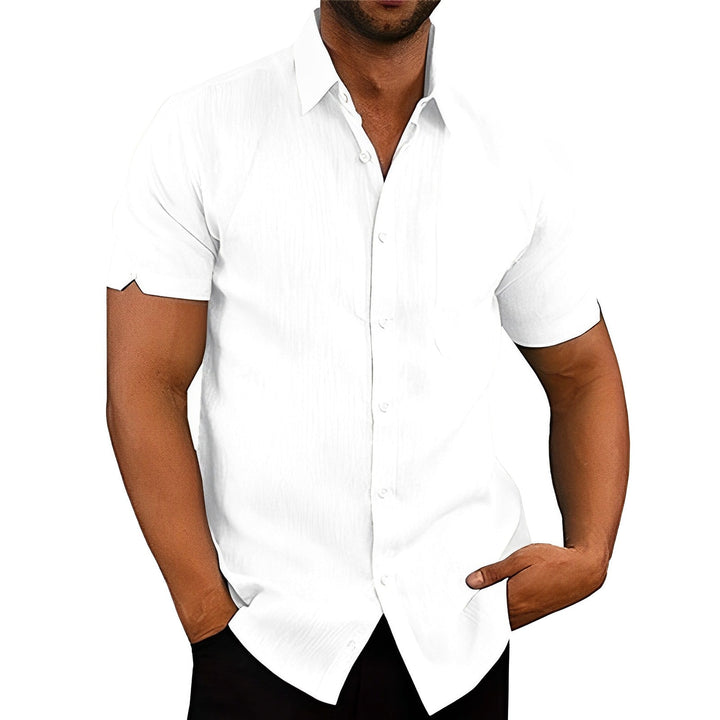 BreezeWave Shirt | Trendy Linen-Look Shirt for Men-White-S-State of Style