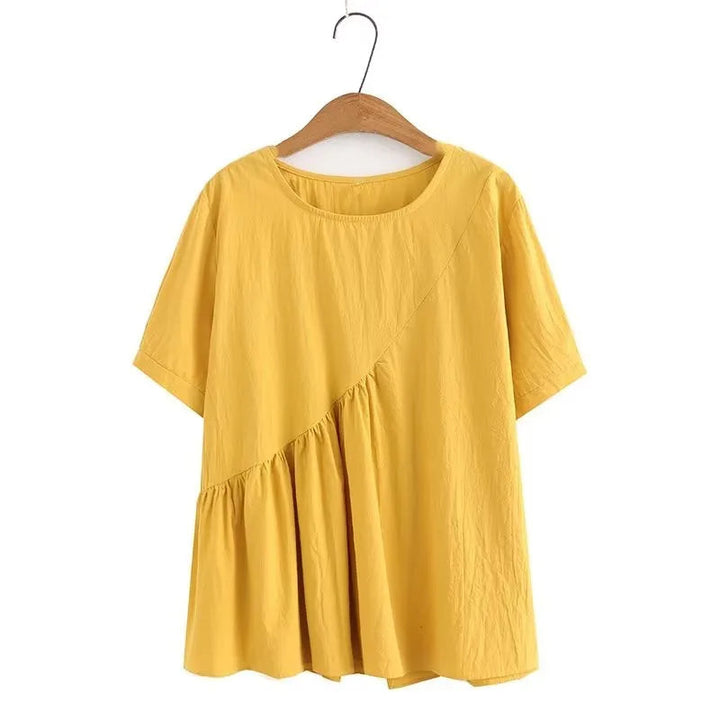 Breezy Plus Size Cotton Top-Yellow-2XL-State of Style