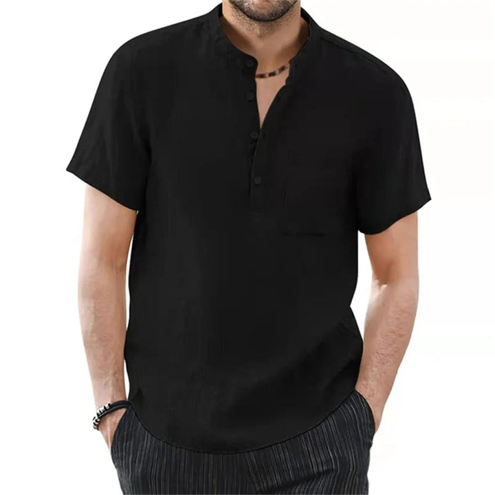 Breezy Summer Linen Comfort Shirt in Plus Size-Black-2XL-State of Style