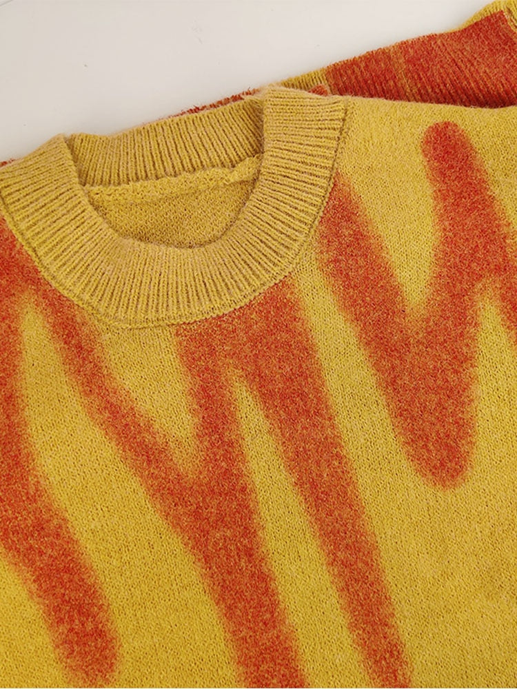 BregjesShirt | Women's Striped Knit Jumper-Orange-One size-State of Style