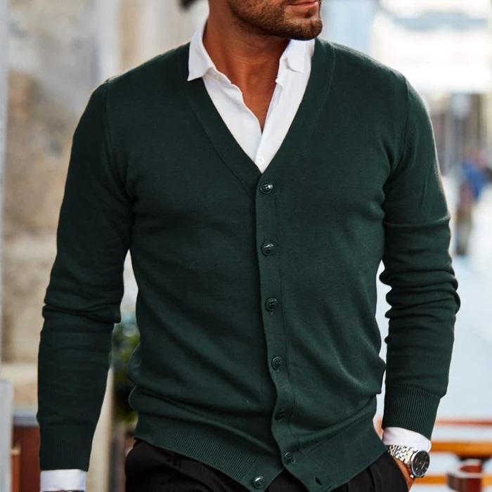 BrentonsWeste | Classic Men's Knit Cardigan-Dark Green-S-State of Style
