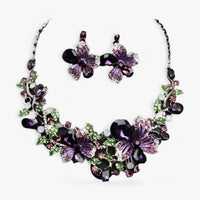 Bridal jewellery set with Enamel Flowers - Fleur-Purple-State of Style
