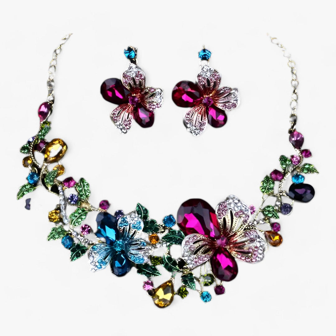 Bridal Jewelry Set with Enamel Flowers - Fleur-Mixed-State of Style