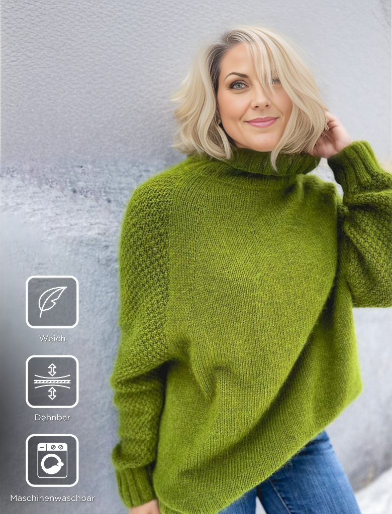 Bright Green, Oversized Knitted Turtleneck Sweater - AutumnGleam-S (36/38)-State of Style