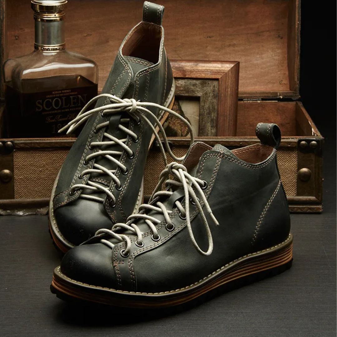 British Leather Motorcycle Boots Leroy – Durable & Versatile-Army Green-6.0-State of Style