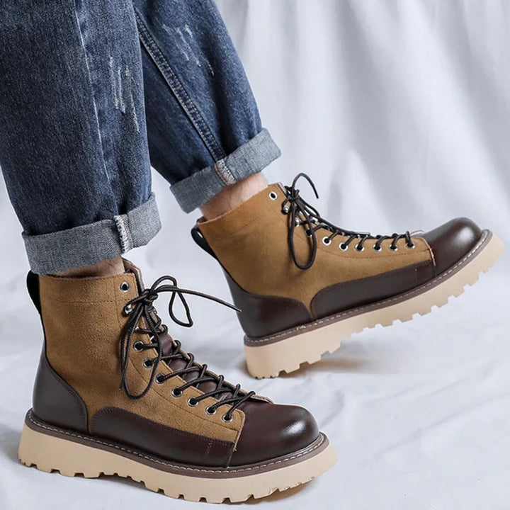 British Retro Leather Boots Leon – Stylish & Comfortable Fit-Beige-5.0-State of Style