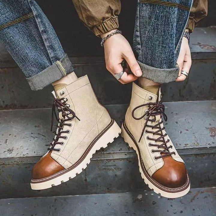 British Retro Leather Boots Leon – Stylish & Comfortable Fit-Beige-5.0-State of Style