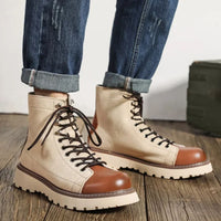 British Retro Leather Boots Leon – Stylish & Comfortable Fit-Beige-5.0-State of Style