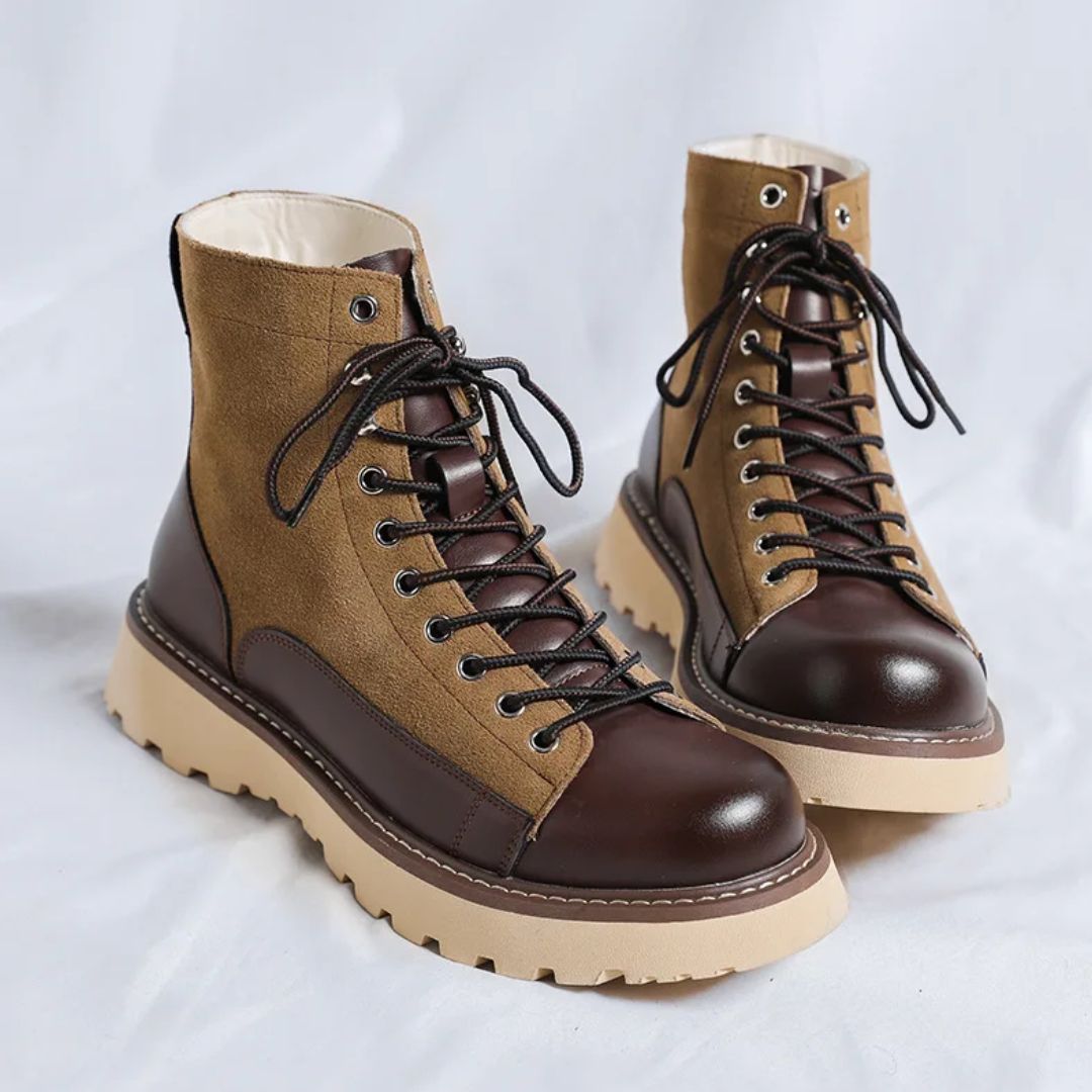 British Retro Leather Boots Leon – Stylish & Comfortable Fit-Beige-5.0-State of Style